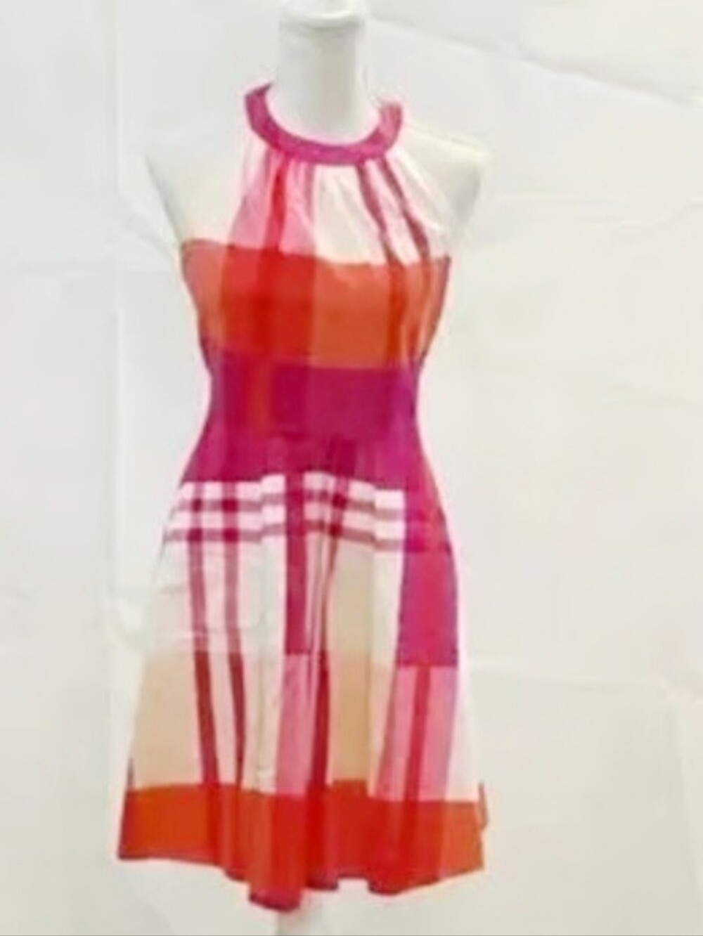Cynthia Rowley Colorblock Halter Fit-and-Flare Pleated Dress Size 14